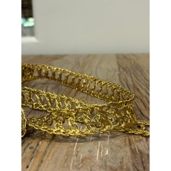 Vintage Gold Tone Unique Flexible Woven Belt - Picture 7 of 9